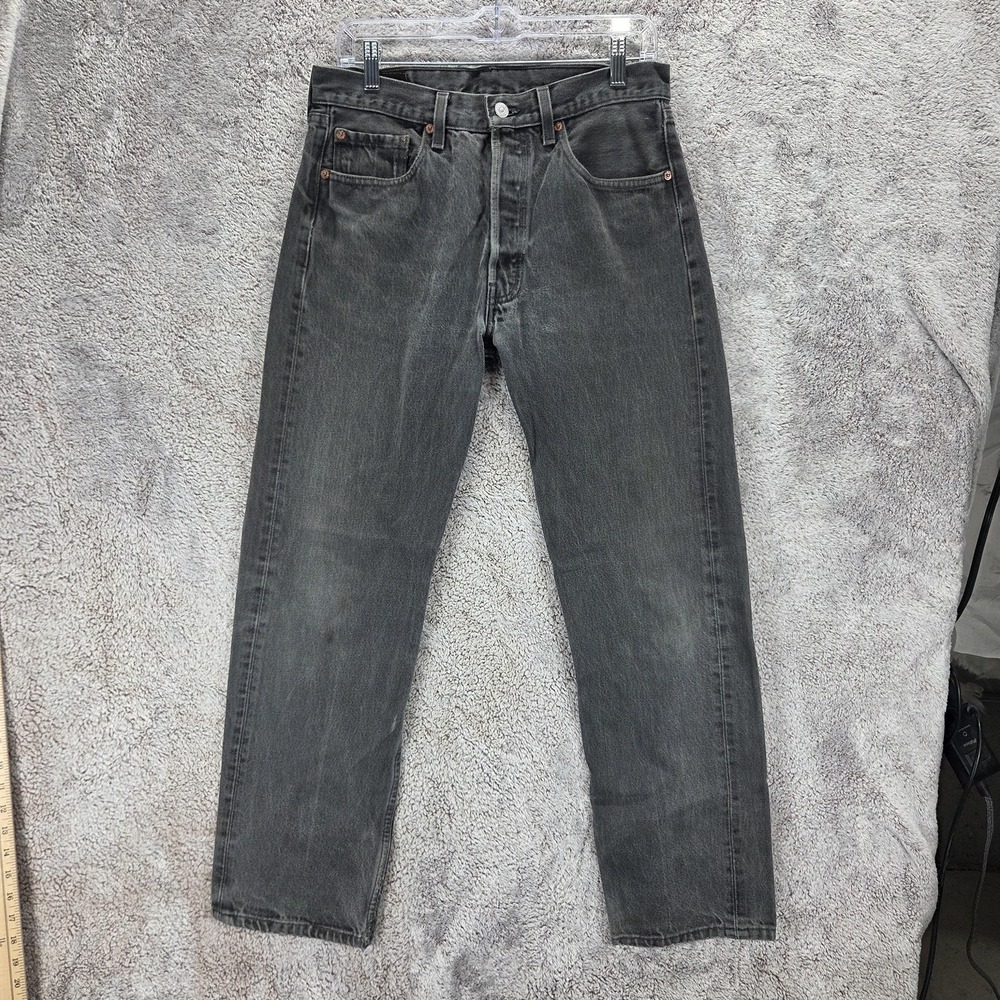 Vintage Levis 501 Jeans Mens Black Made in USA Button Fly Straight Fits 30x28